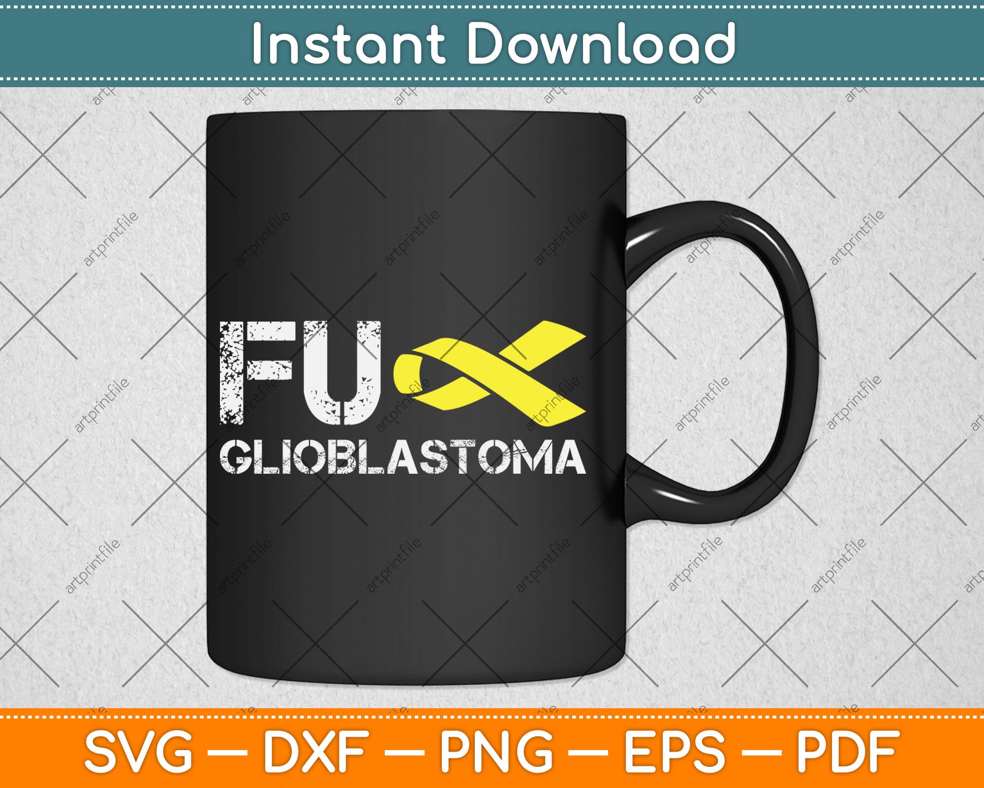 Fuck Glioblastoma Cancer Awareness Ribbon Warrior Fighter Svg Digital Cutting File