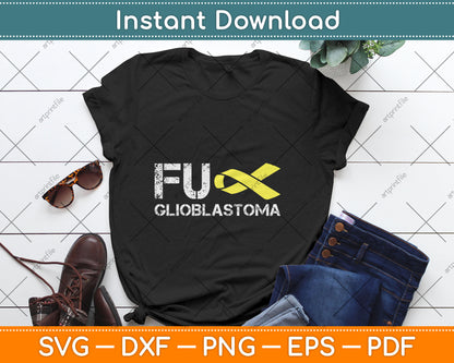Fuck Glioblastoma Cancer Awareness Ribbon Warrior Fighter Svg Digital Cutting File