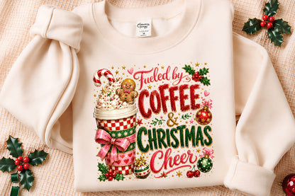 Fueled by Coffee & Christmas Cheer PNG | Christmas Coffee Cup Holiday Design