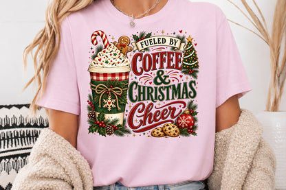 Fueled By Coffee & Christmas Cheer PNG Sublimation