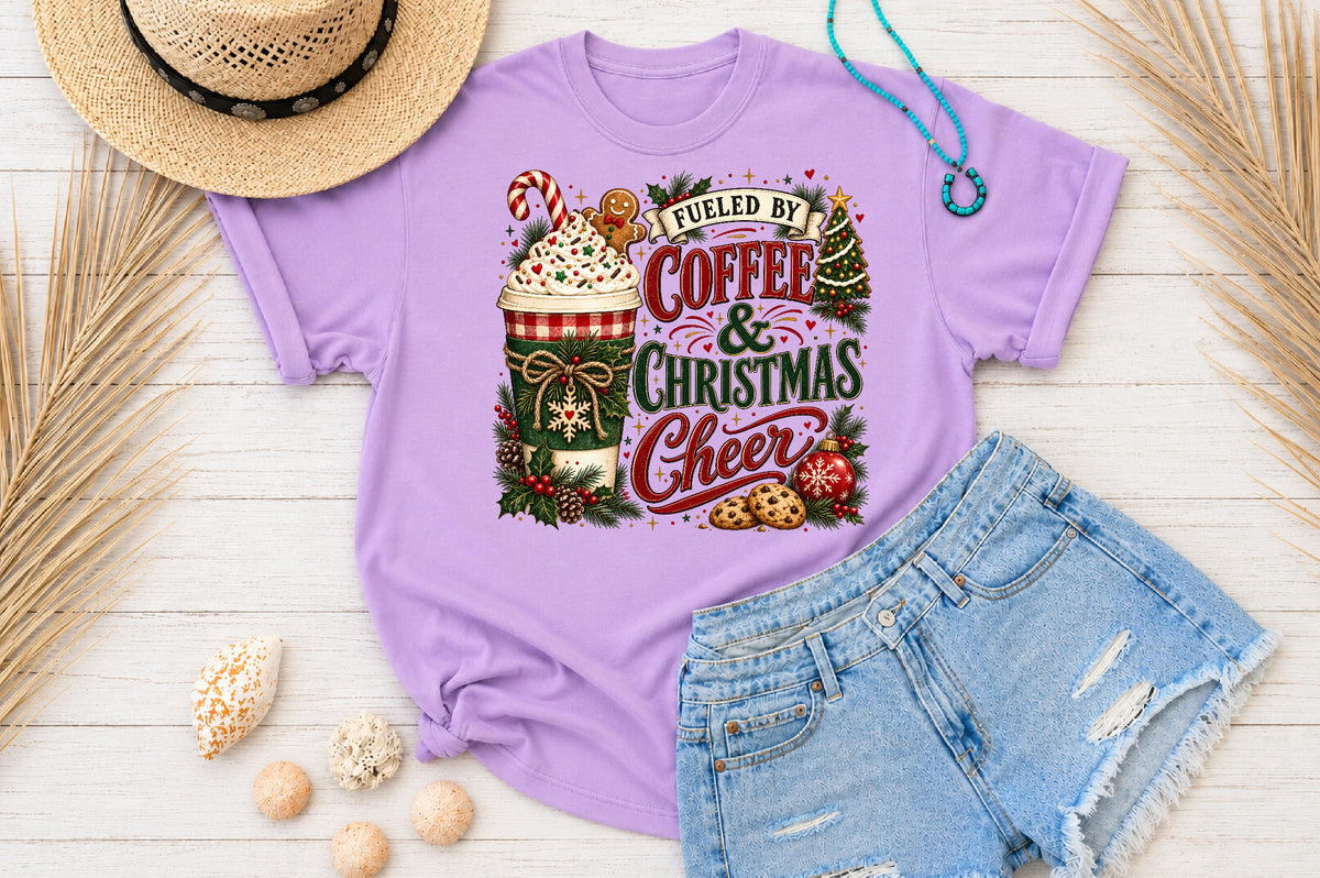 Fueled By Coffee & Christmas Cheer PNG Sublimation
