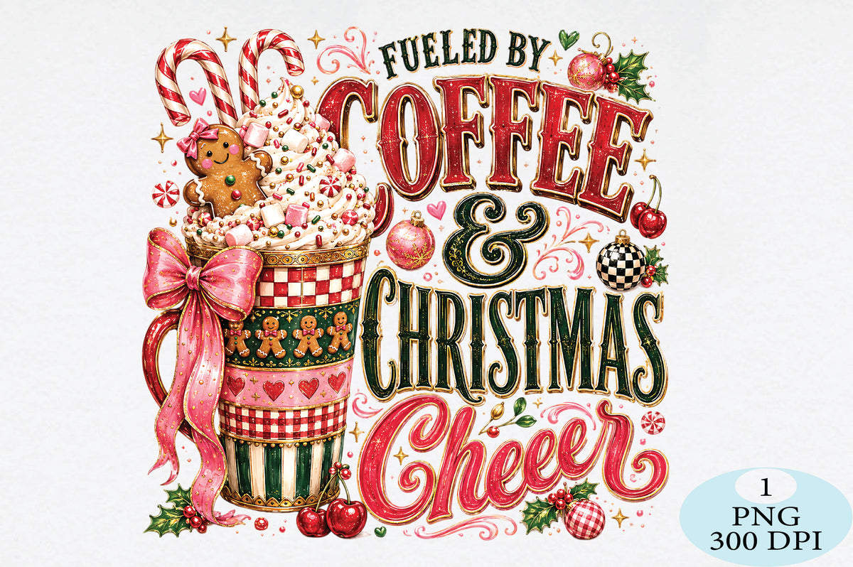 Fueled by Coffee Christmas Cheer PNG