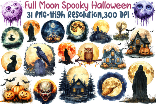 Full Moon Spooky Halloween Clipart 31 PNG