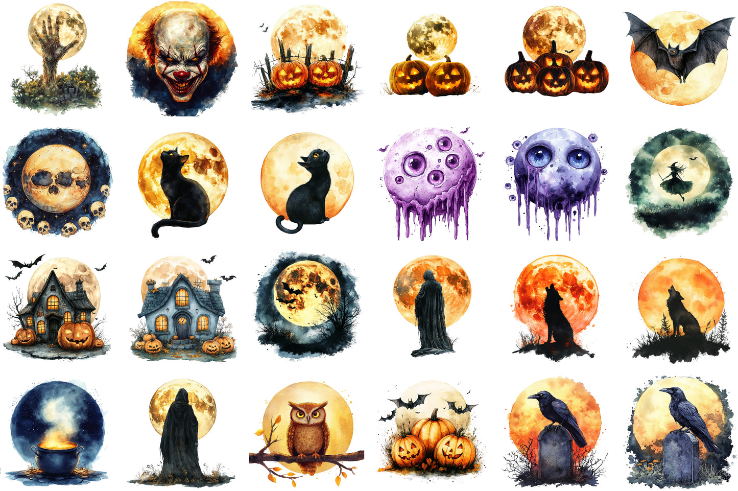 Full Moon Spooky Halloween Clipart 31 PNG