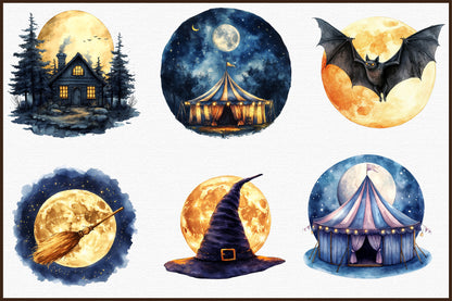Full Moon Spooky Halloween Clipart 31 PNG