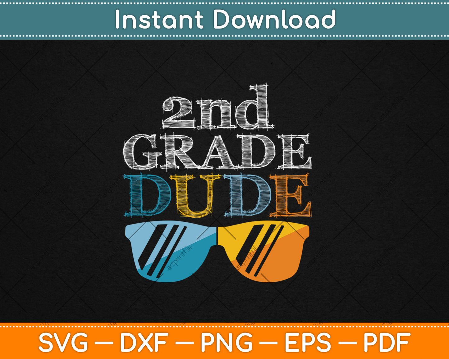 Fun 2nd Grade Dude Back to School Second Grade Students Svg Digital Cutting File