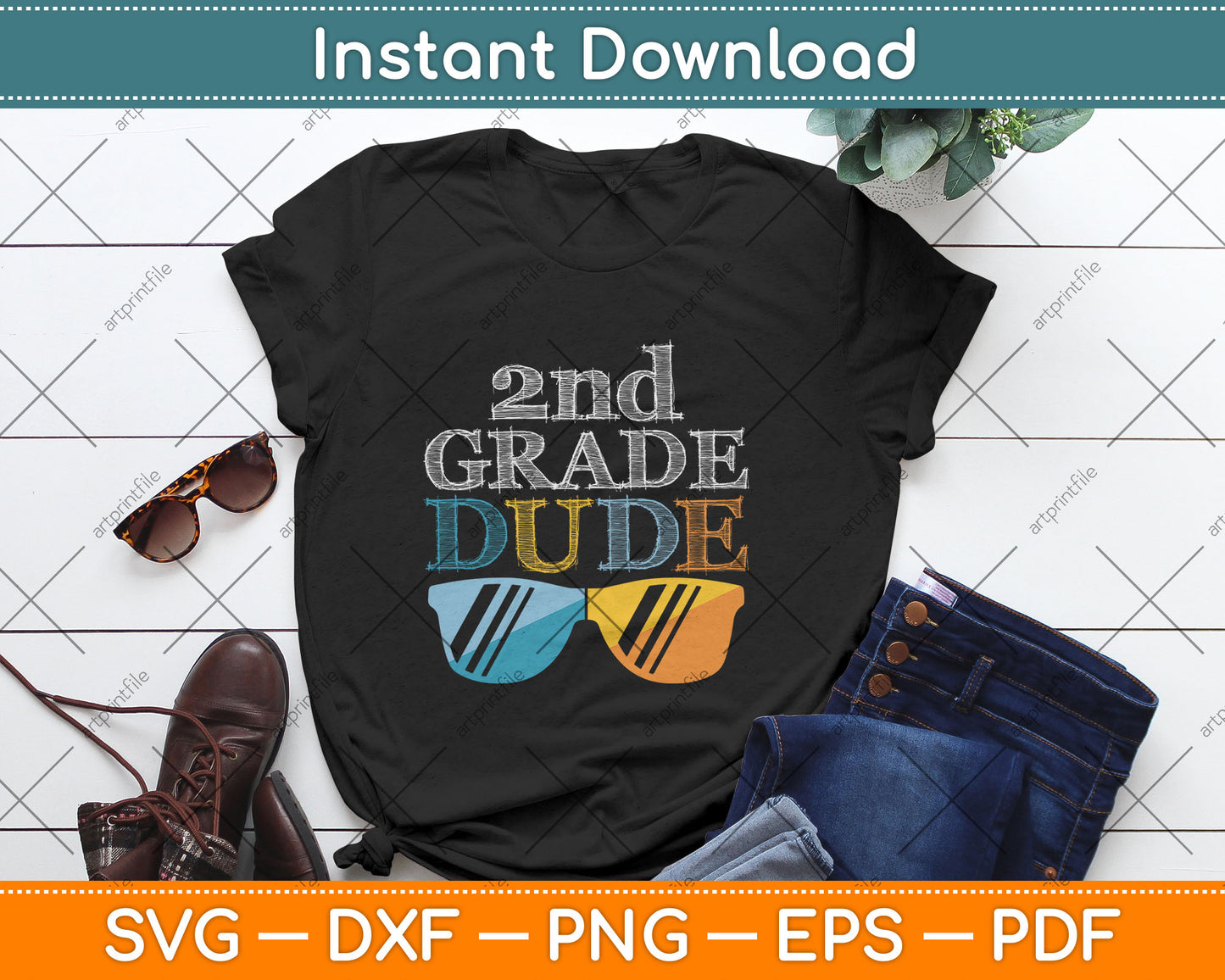 Fun 2nd Grade Dude Back to School Second Grade Students Svg Digital Cutting File
