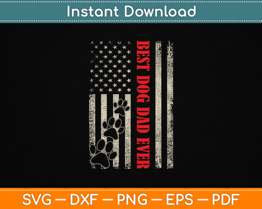Funny Dad Father's Day Dog Dad USA Flag SVG Digital Cutting File