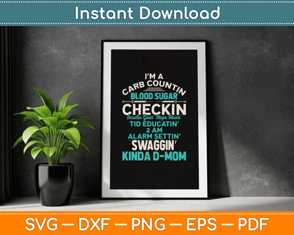 Funny Diabetic Type 1 Diabetes Awareness Support Mom SVG Digital Cutting File
