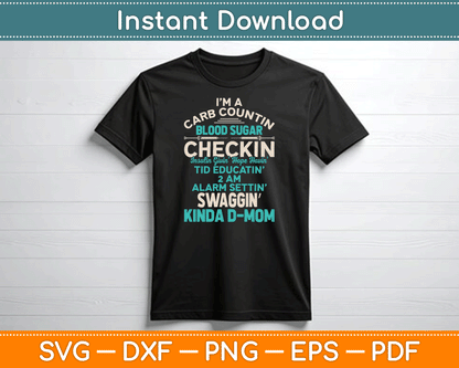Funny Diabetic Type 1 Diabetes Awareness Support Mom SVG Digital Cutting File