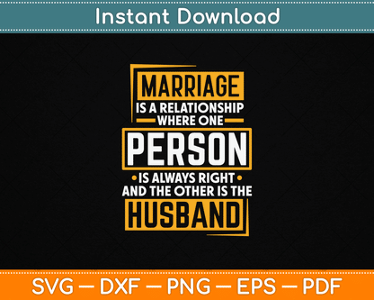 Funny husband and wife SVG design featuring a humorous marriage quote