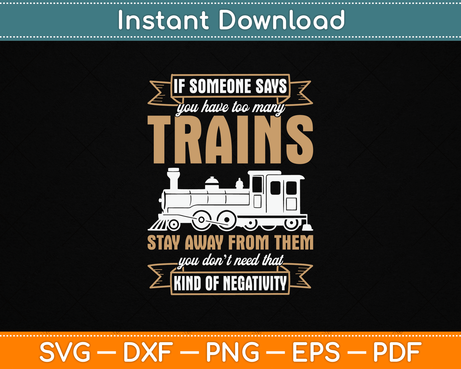 Funny Model Railway Design Too Many Trains SVG Digital Cutting File
