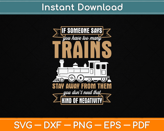 Funny Model Railway Design Too Many Trains SVG Digital Cutting File