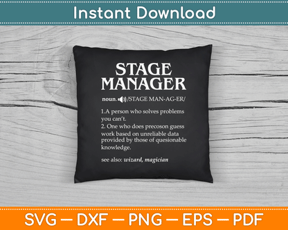 Funny Noun Stage Manager Definition SVG Digital Cutting File