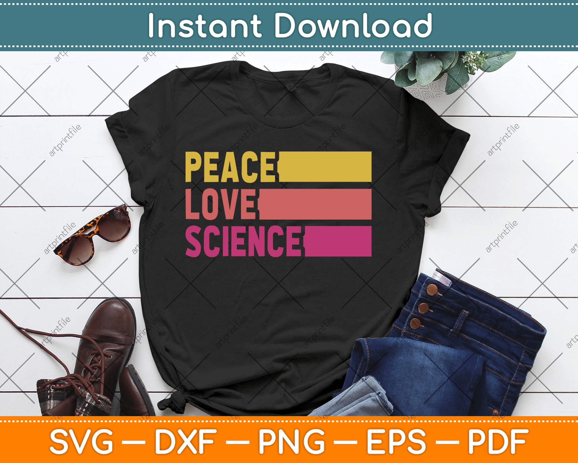 Funny Peace Love Science Lovers Math Chemistry Teacher SVG Digital Cutting File