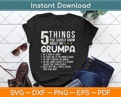 Funny 5 Things Grandpa Grumpa Svg Digital Cutting File
