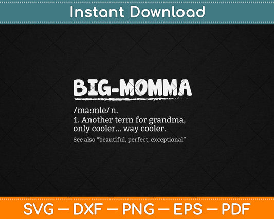 Funny BIG-MOMMA Definition Mother's Day Svg Digital Cutting File