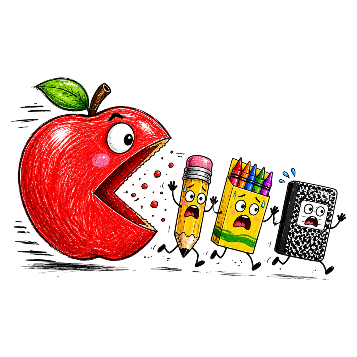 Funny Back to School Apple Pencil School Supplies PNG Sublimation