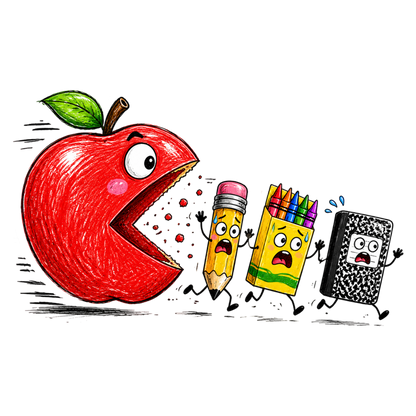 Funny Back to School Apple Pencil School Supplies PNG Sublimation