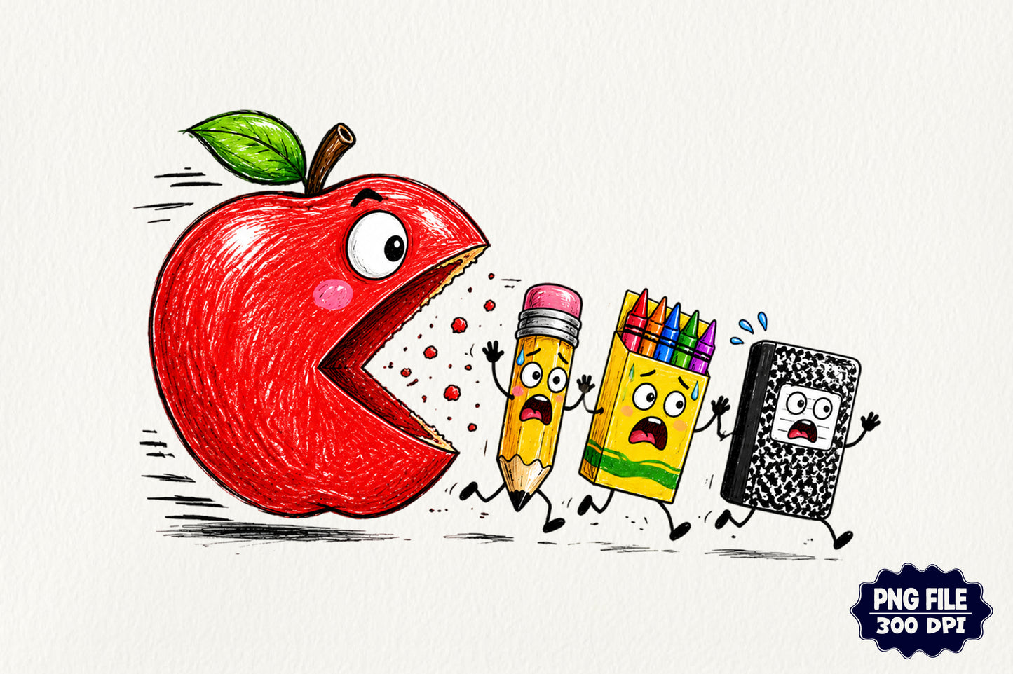 Funny Back to School Apple Pencil School Supplies PNG Sublimation