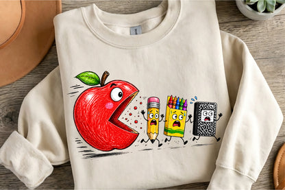 Funny Back to School Apple Pencil School Supplies PNG Sublimation