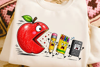 Funny Back to School Apple Pencil School Supplies PNG Sublimation