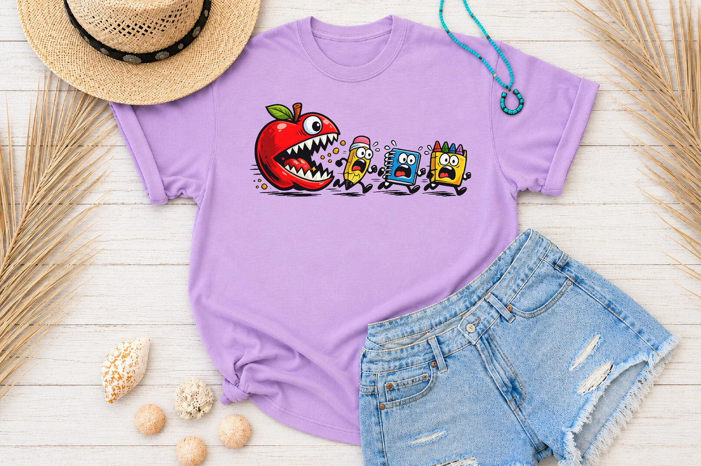 Funny Back to School Monster Apple PNG Sublimation
