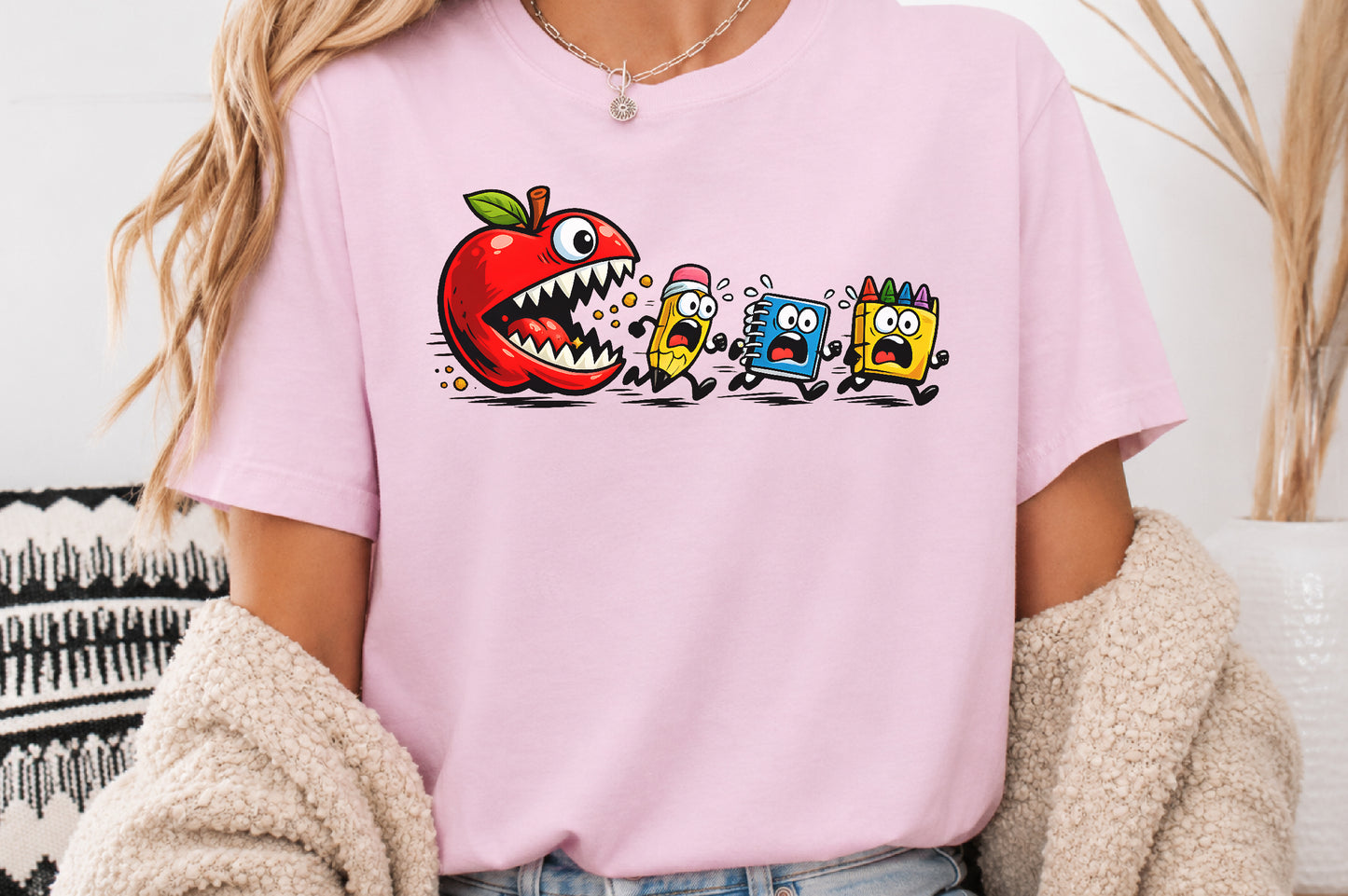 Funny Back to School Monster Apple PNG Sublimation