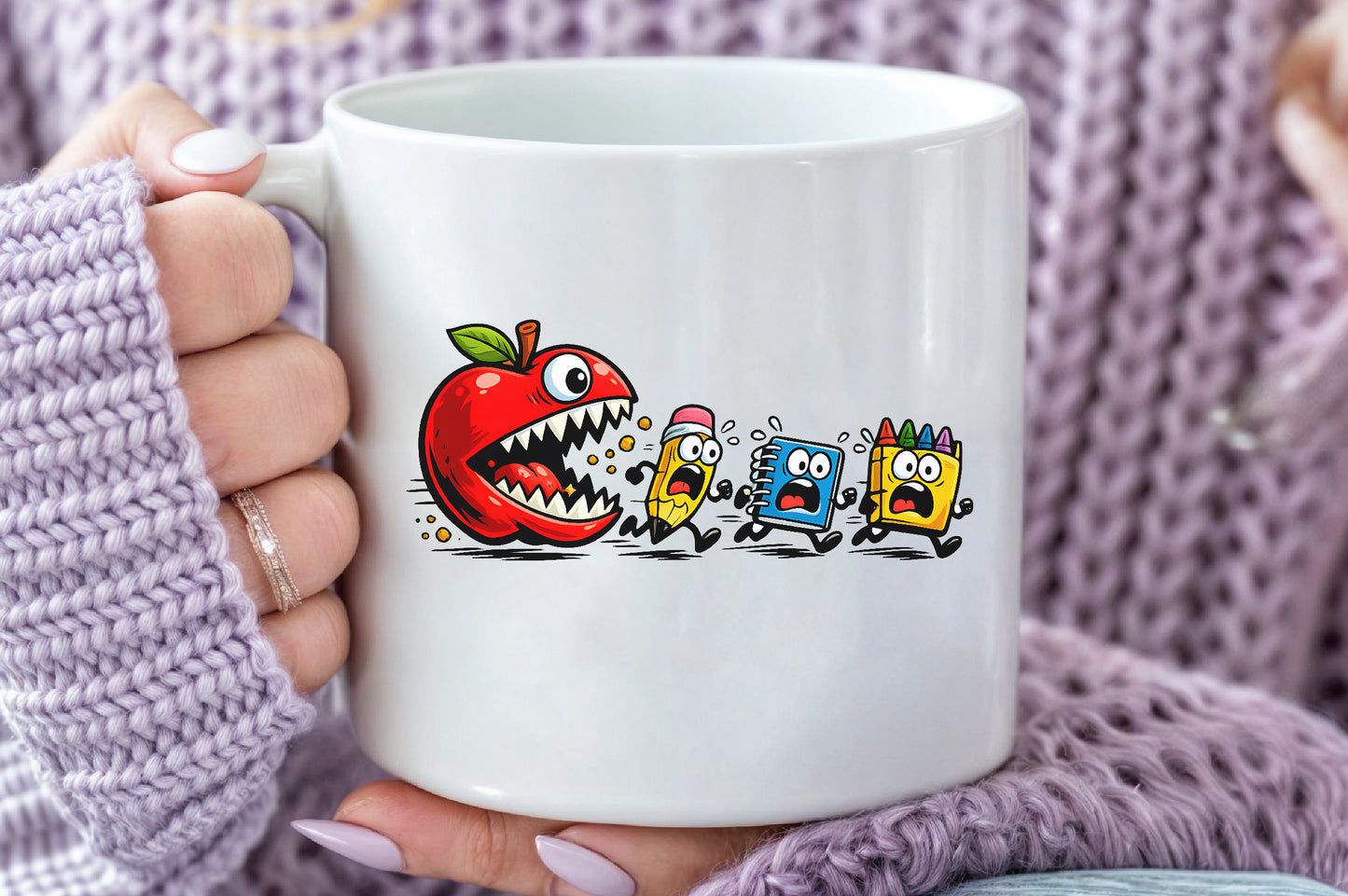 Funny Back to School Monster Apple PNG Sublimation