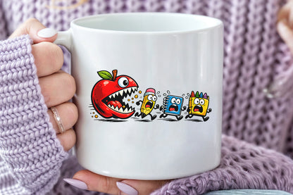 Funny Back to School Monster Apple PNG Sublimation