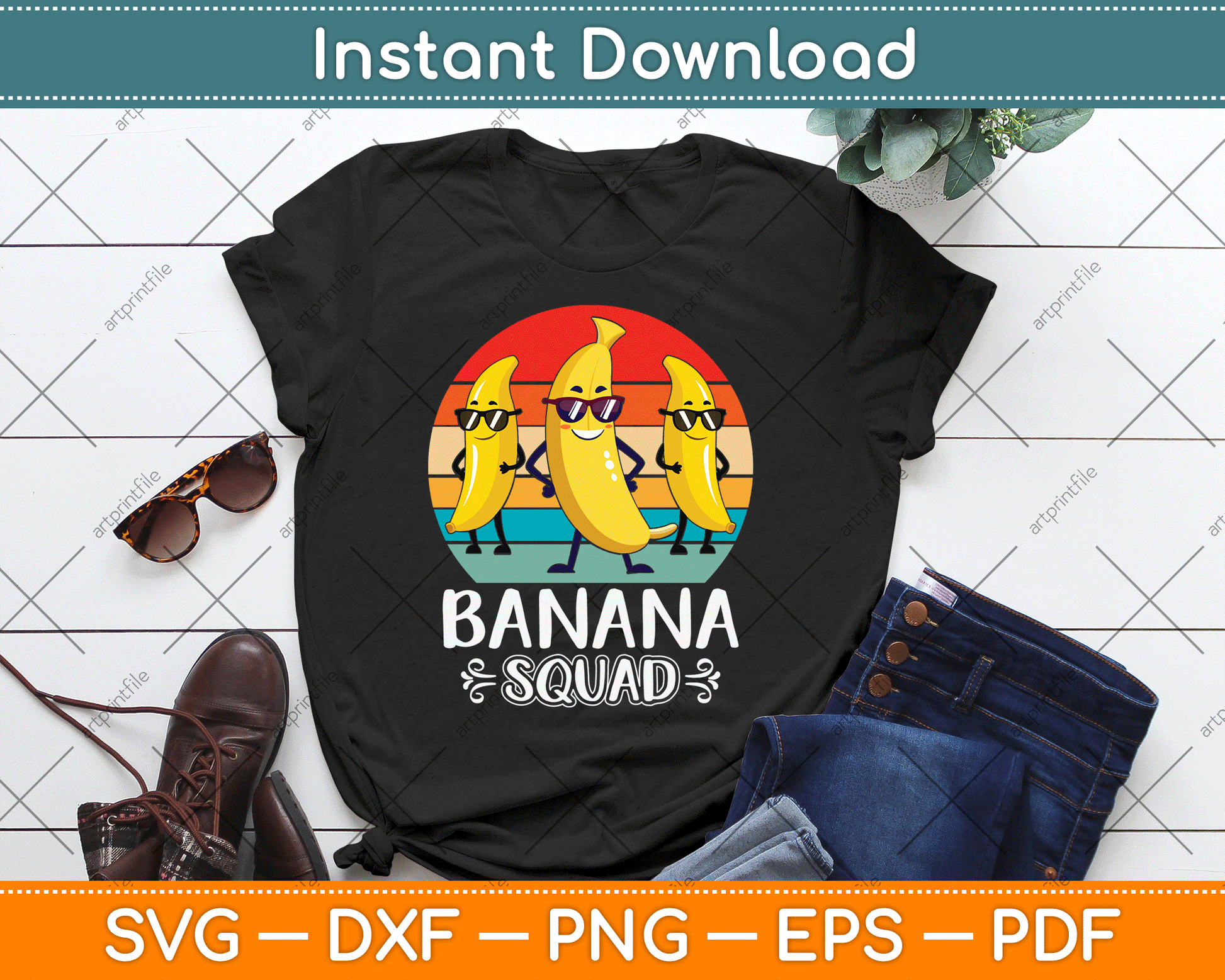 Funny Banana Squad SVG Digital Cutting File