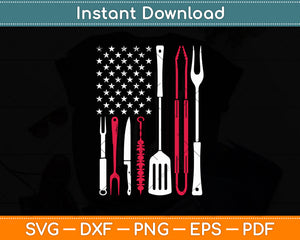 Funny Barbecue Smoke US Flag July 4th of BBQ Tools Grilling Svg Digital Cutting File