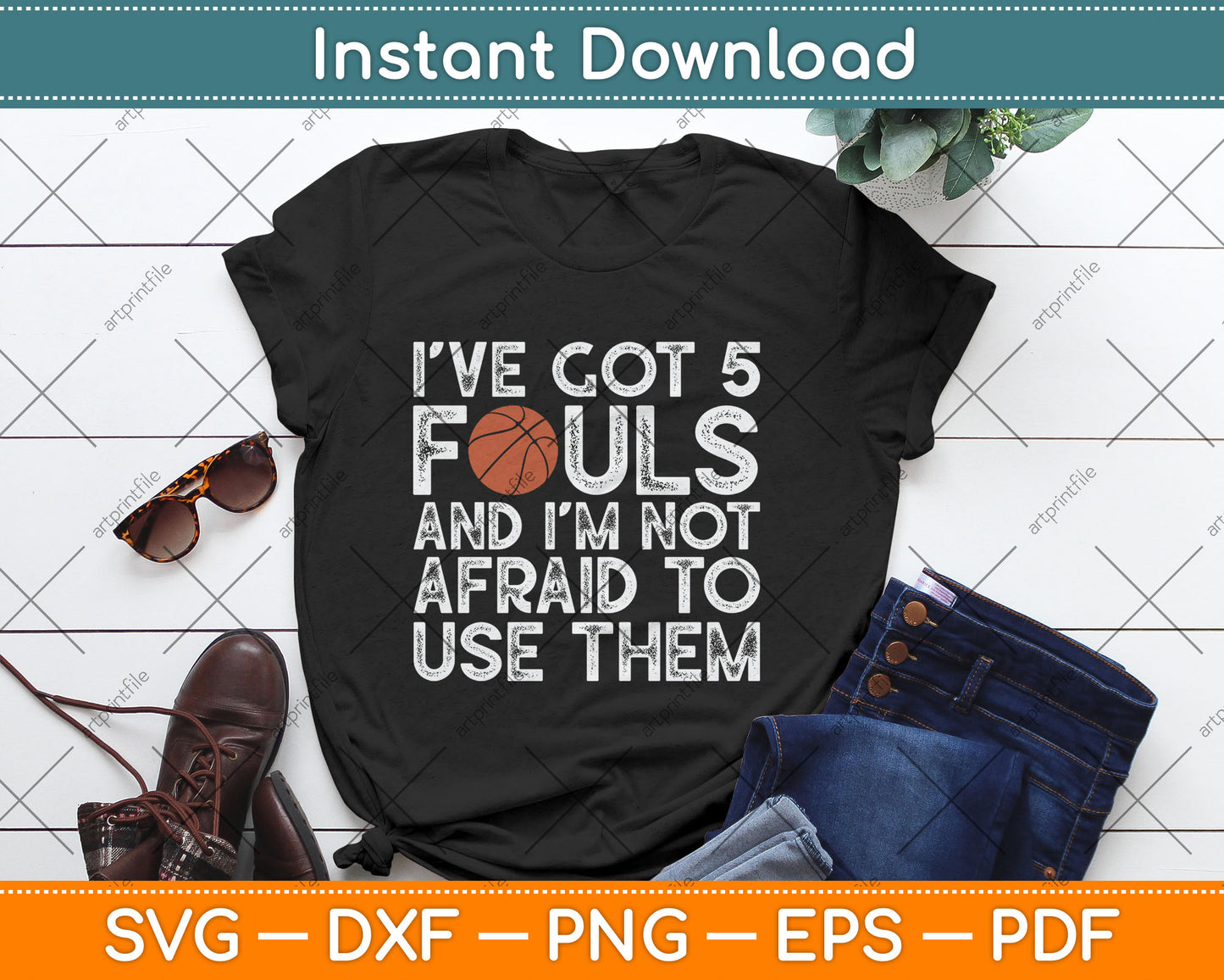 Funny Basketball Player - Hoops 5 Fouls Svg Digital Cutting File