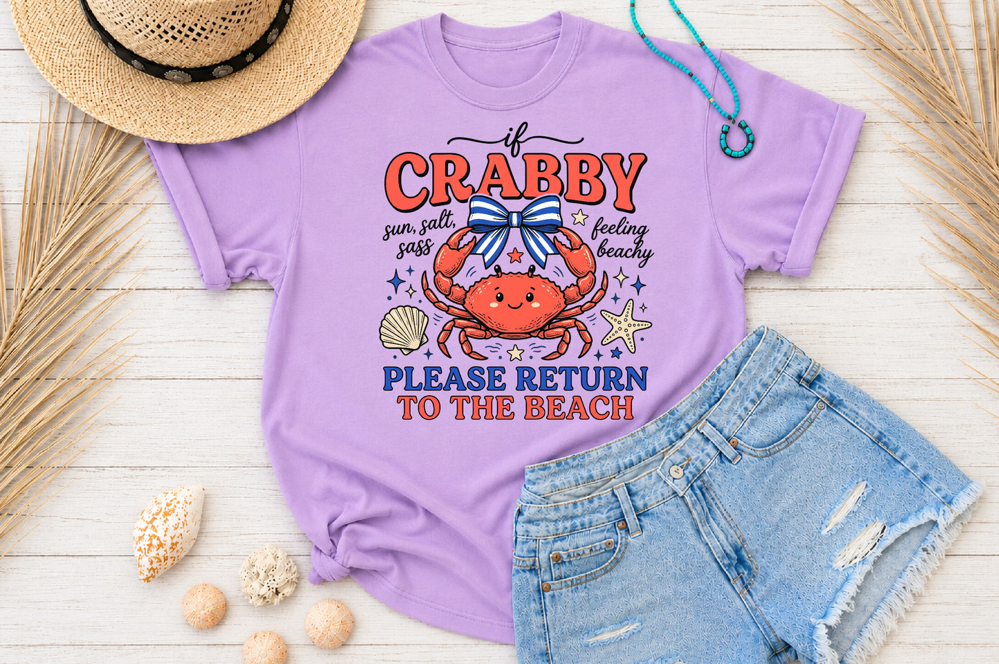 Funny Beach Quotes PNG Coquette Crab Sublimation Please Return To The Beach