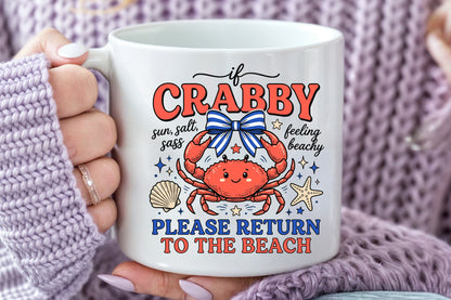 Funny Beach Quotes PNG Coquette Crab Sublimation Please Return To The Beach
