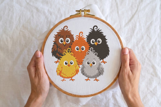 Funny Bird Crazy Chickens Embroidery Design – Hilarious Chicken Machine Embroidery Pattern, Funny Farm Animal & Country Embroidery Design