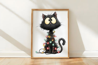 Funny Black Cat Christmas PNG | Cute Black Cat Clipart | 4 PNG
