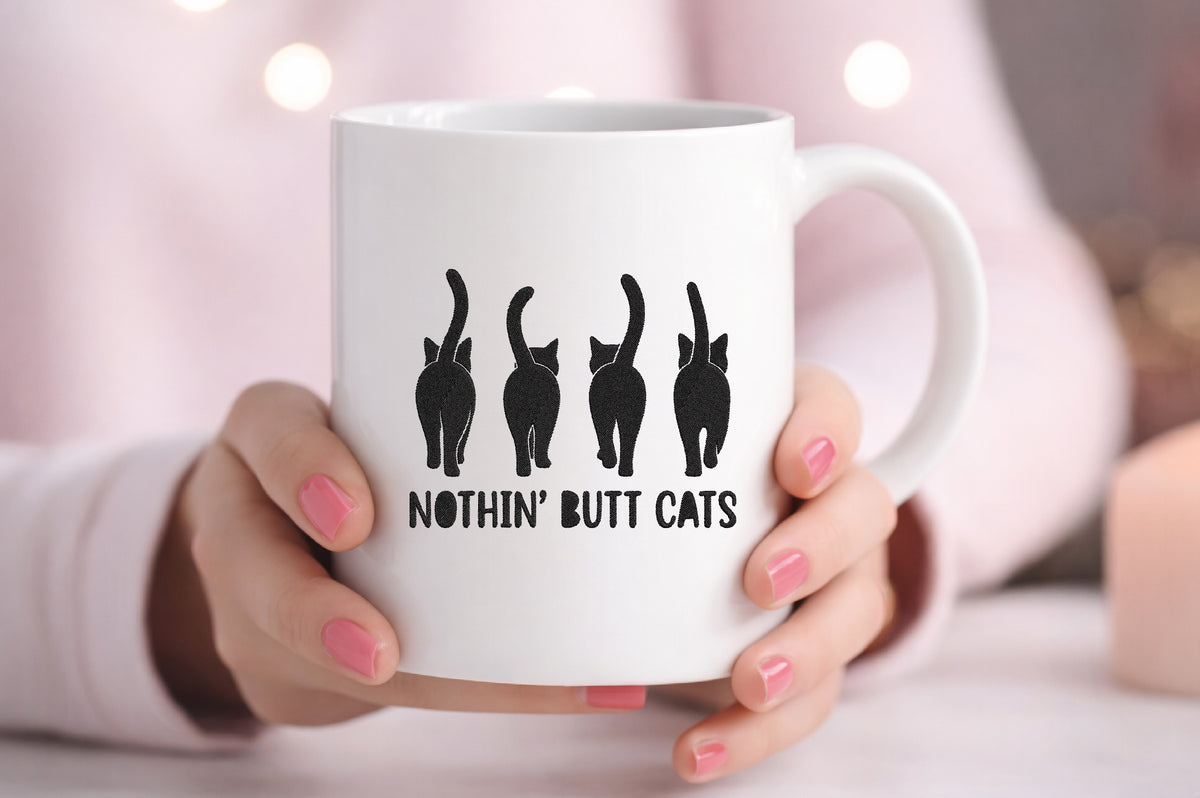 Funny Black Cat Embroidery Bundle