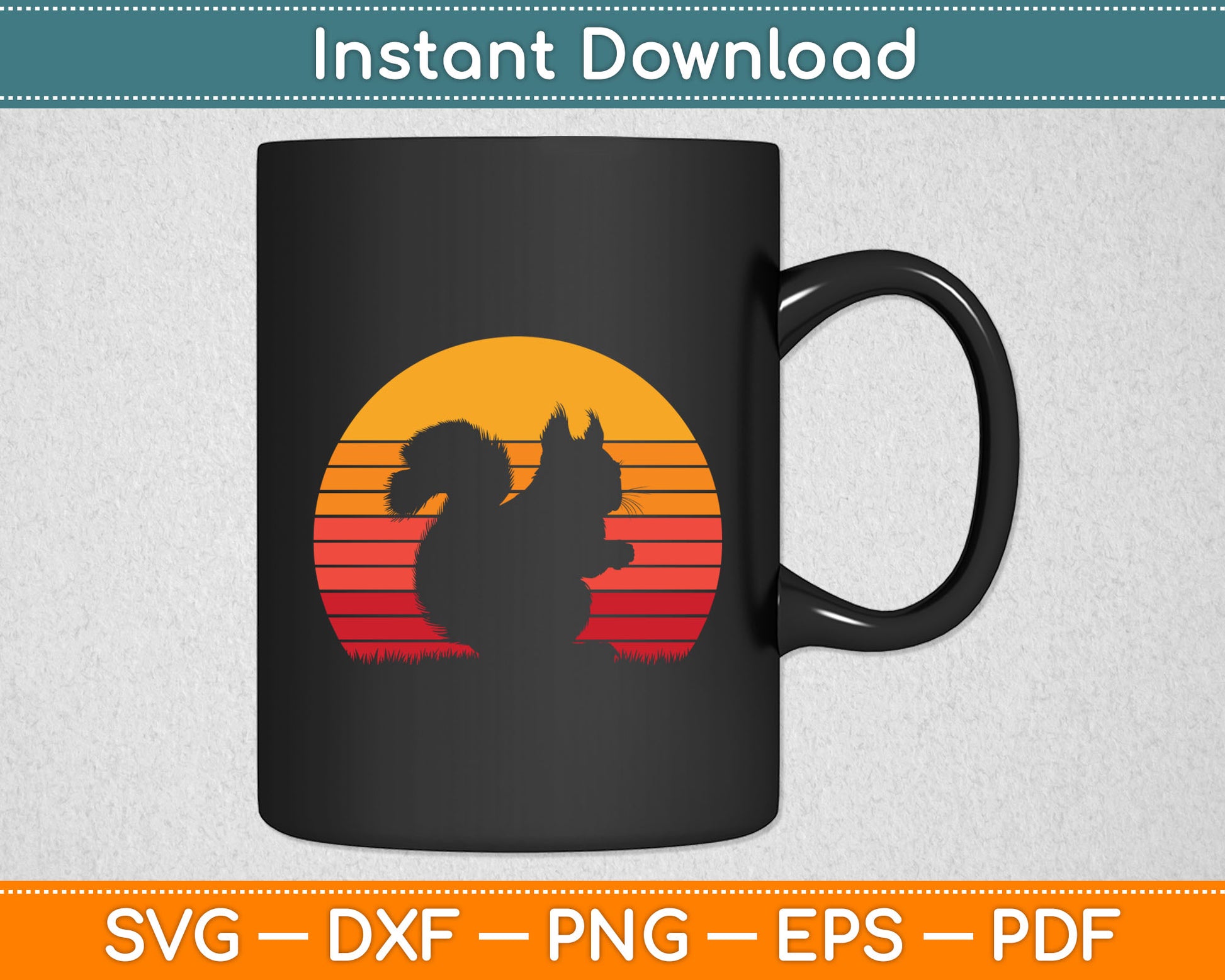 Funny Black Squirrel Sunset Vintage Svg Digital Cutting File