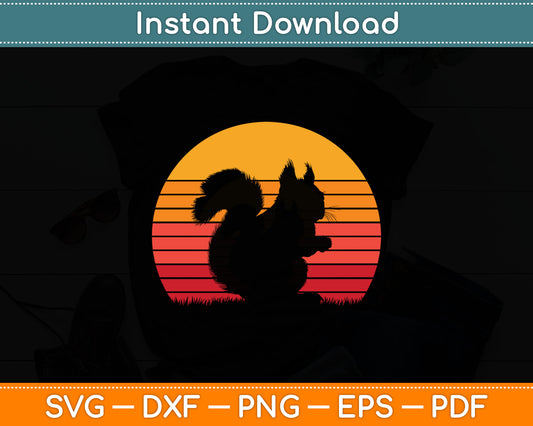 Funny Black Squirrel Sunset Vintage Svg Digital Cutting File