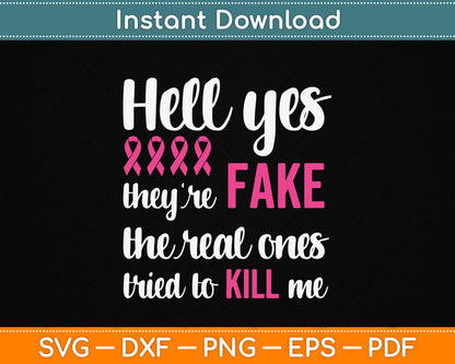 Funny breast cancer awareness SVG featuring a pink ribbon survivor quote
