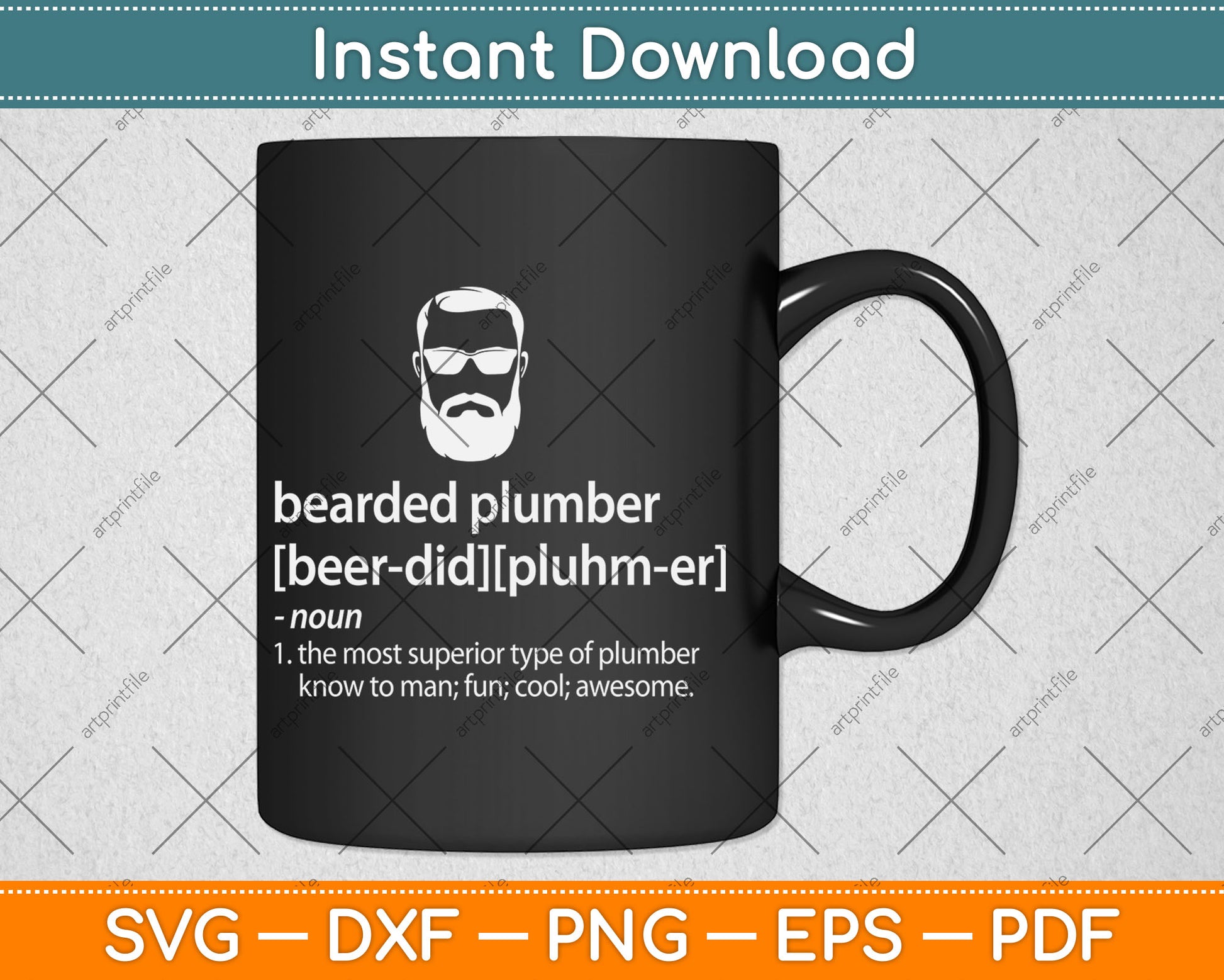 Funny Brown Beard Plumber Gift for Men Son of a Plumber Svg Digital Cutting File