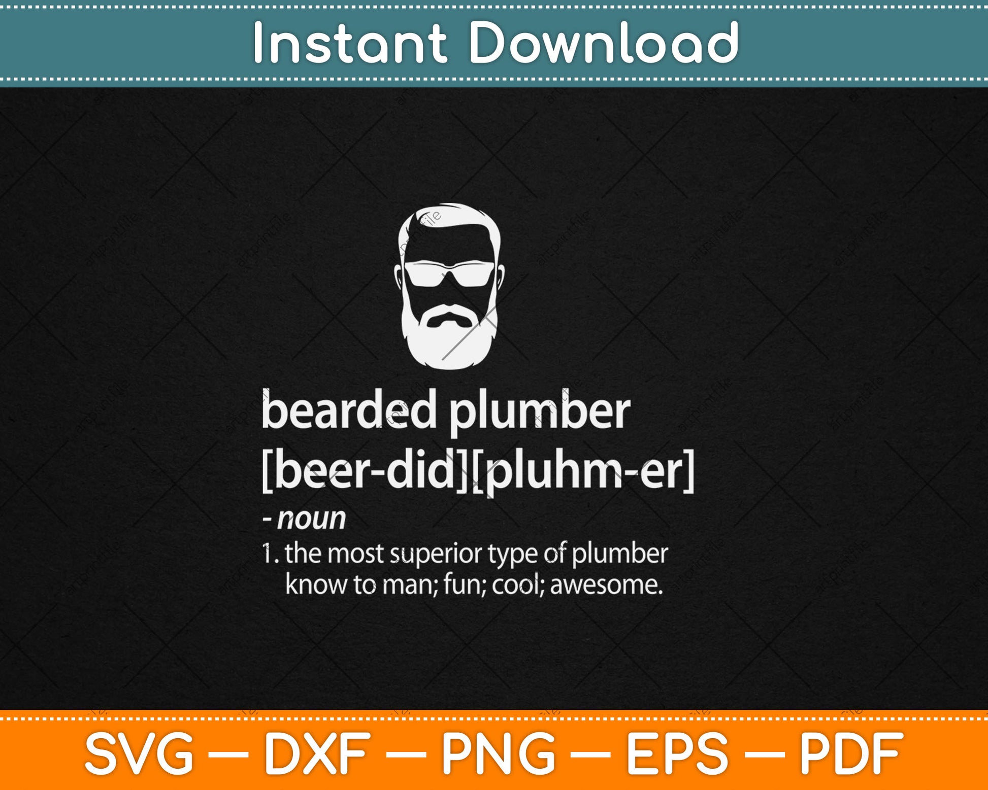 Funny Brown Beard Plumber Gift for Men Son of a Plumber Svg Digital Cutting File