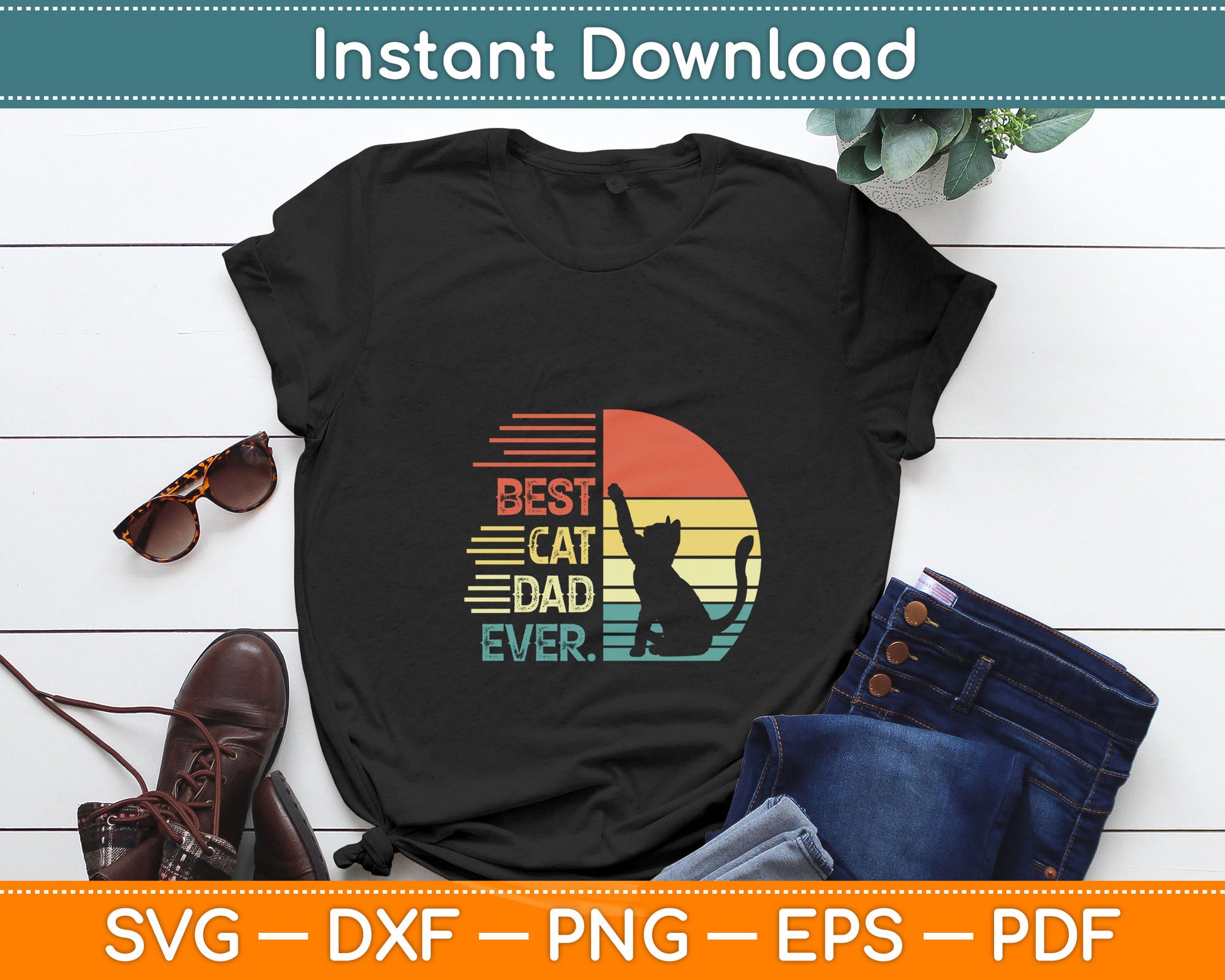 Funny Cat Daddy Father's Day Svg Digital Cutting File