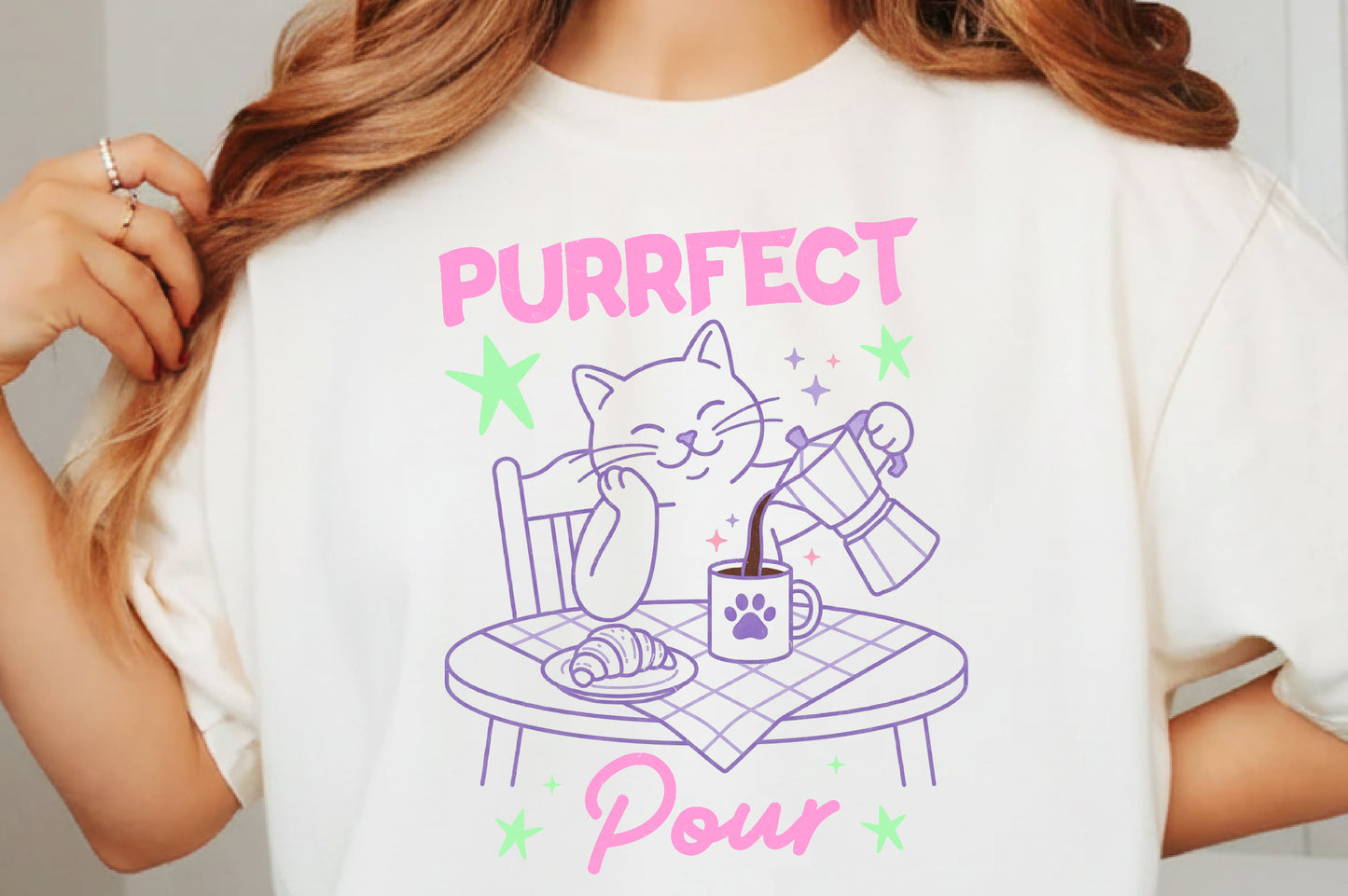Funny Cat Coffee PNG, Purrfect Pour Coffee Cat Design