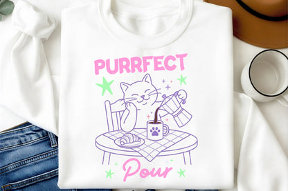 Funny Cat Coffee PNG, Purrfect Pour Coffee Cat Design