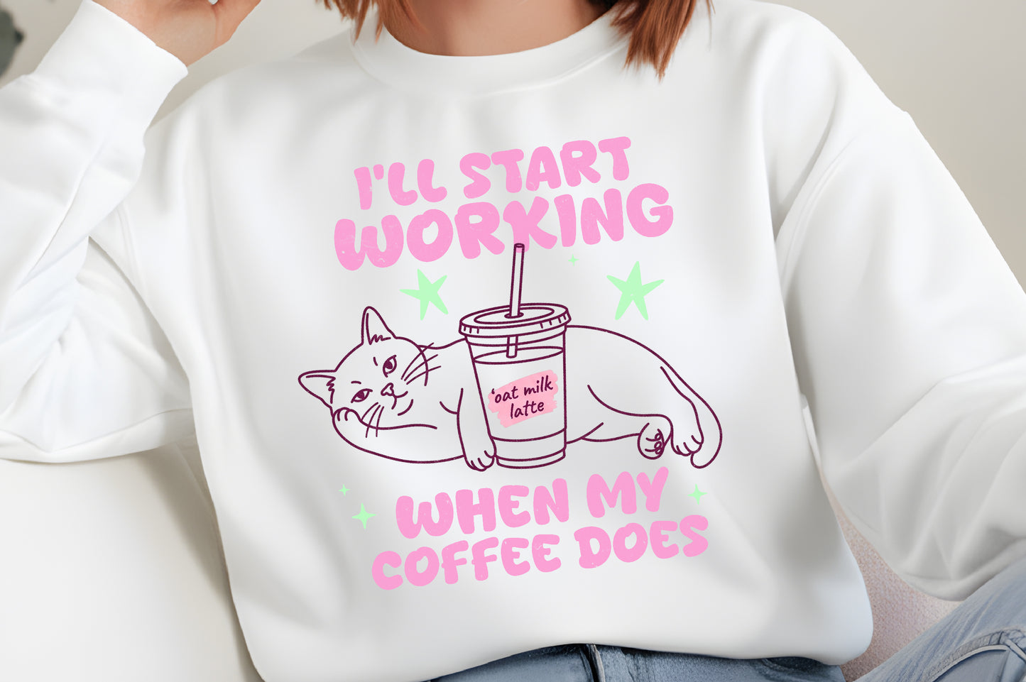 Funny Cat Coffee PNG Bundle, Hand Drawn Coffee Cat Designs