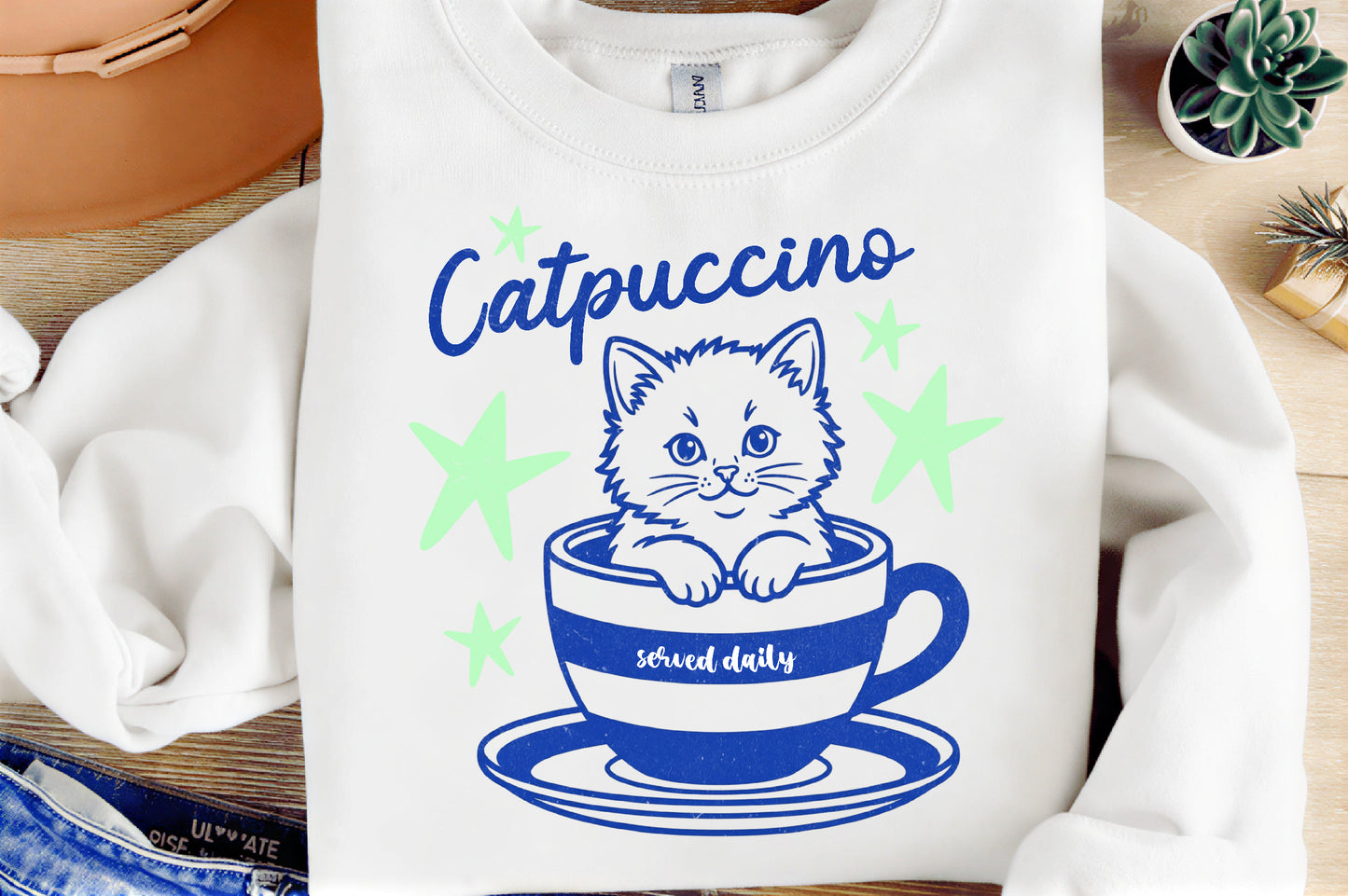 Funny Cat Coffee PNG Bundle, Hand Drawn Coffee Cat Designs