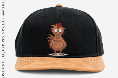 Funny Crazy Chicken Embroidery Design – Hilarious Chicken Machine Embroidery Pattern, Farm Animal & Country Embroidery Design