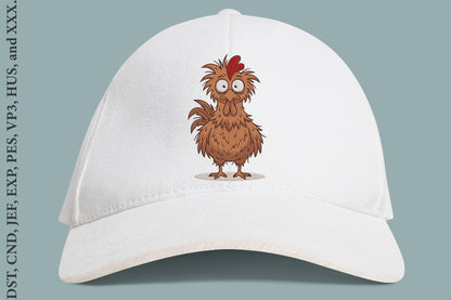 Funny Crazy Chicken Embroidery Design – Hilarious Chicken Machine Embroidery Pattern, Farm Animal & Country Embroidery Design